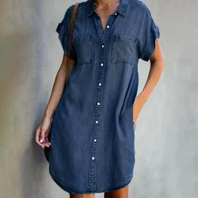 CD | Rochie mini din denim cu închidere cu nasturi