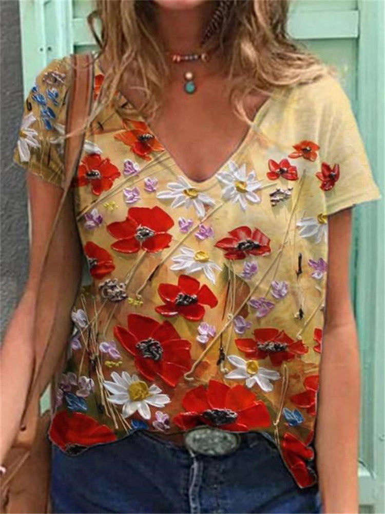 CD | Tricou cu mânecă scurtă cu imprimeu floral