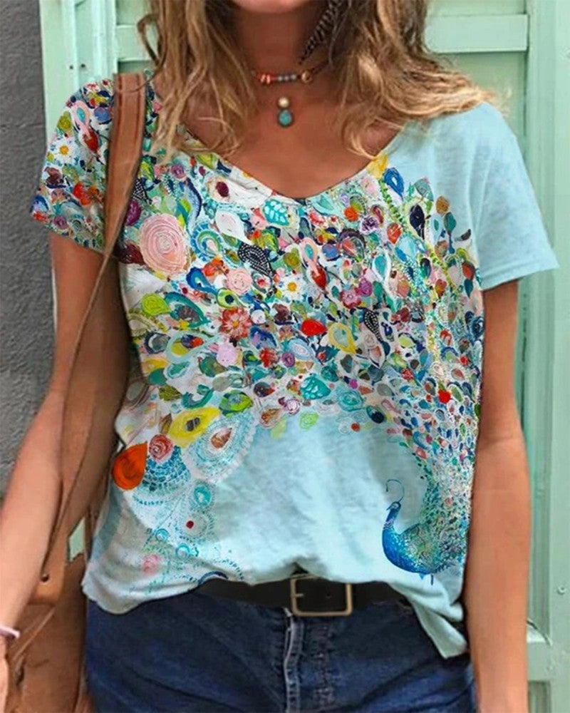 CD | Tricou cu mânecă scurtă cu imprimeu floral
