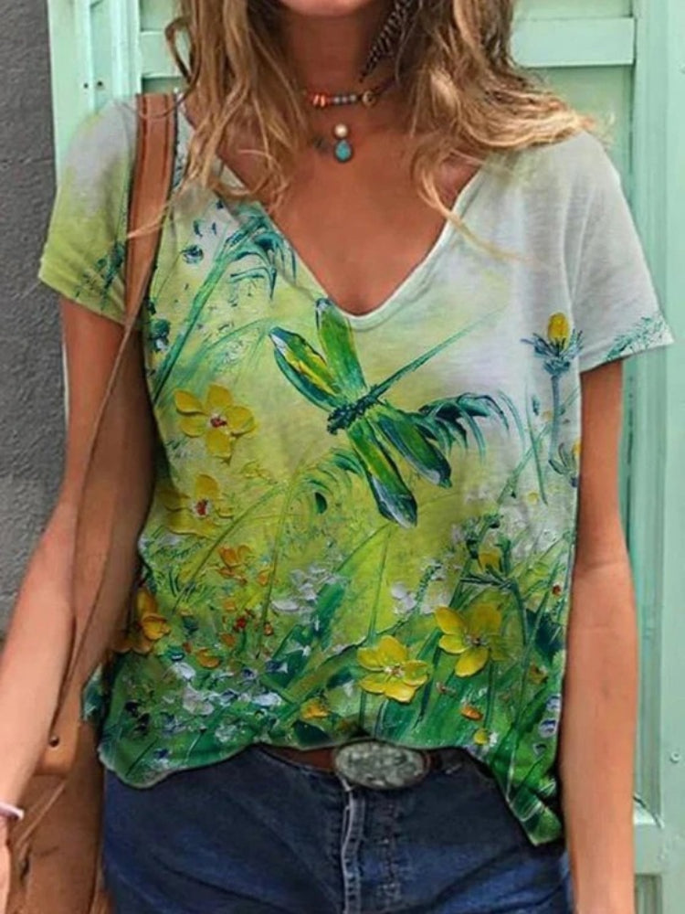 CD | Tricou cu mânecă scurtă cu imprimeu floral