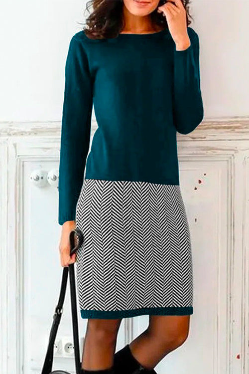 CD | Rochie mini elegantă tricotată în două culori