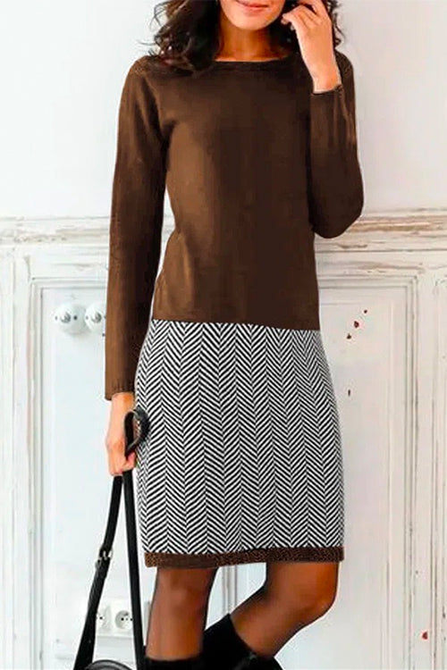 CD | Rochie mini elegantă tricotată în două culori