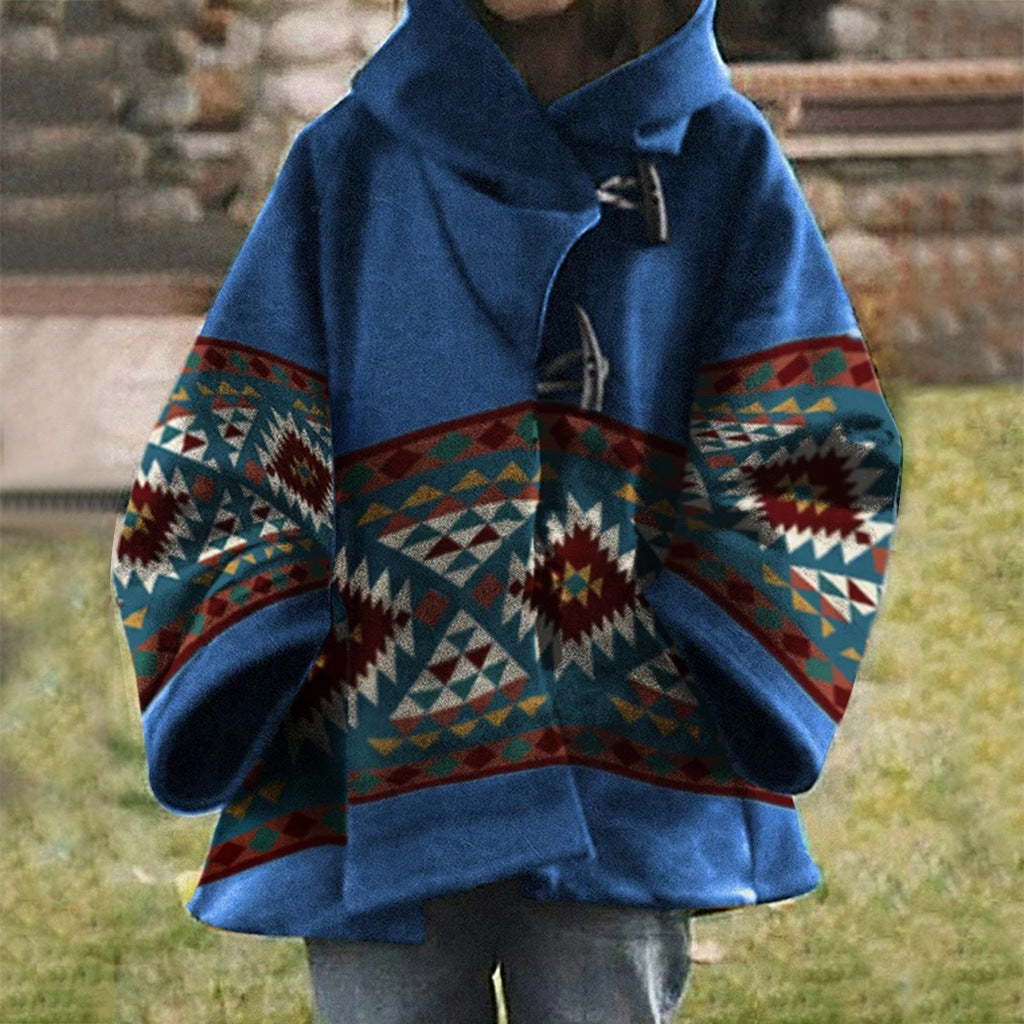 CD | Palton Boho cu model tribal și glugă