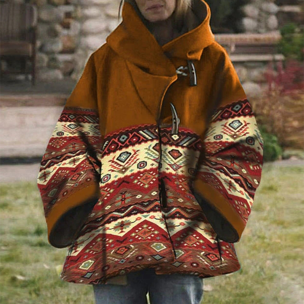 CD | Palton Boho cu model tribal și glugă