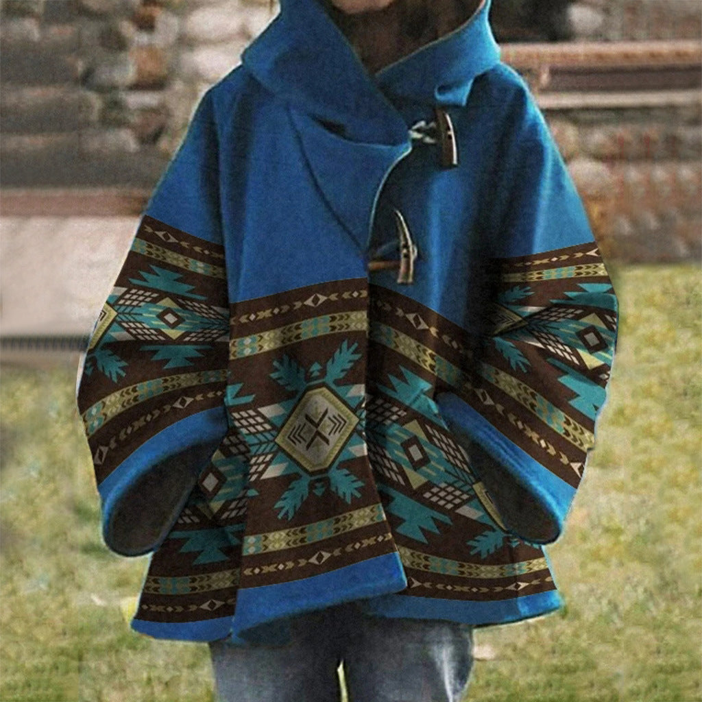 CD | Palton Boho cu model tribal și glugă