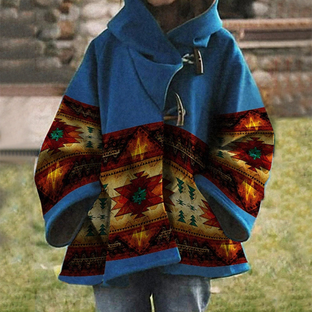 CD | Palton Boho cu model tribal și glugă