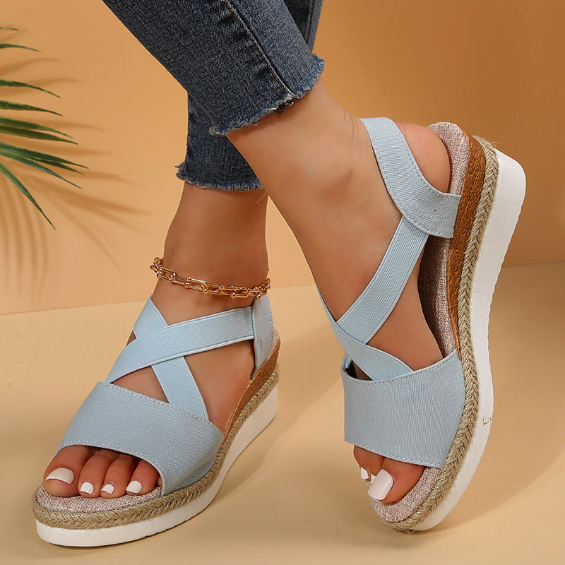 CD | sandale wedge curea cruce platforma gladiator