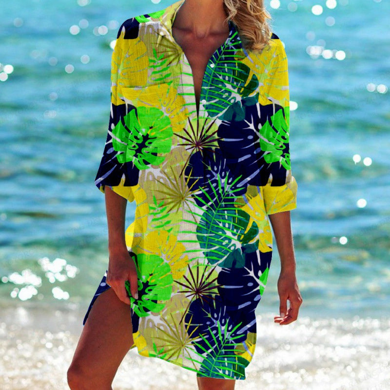 CD | Rochie mini cu imprimeu tropical
