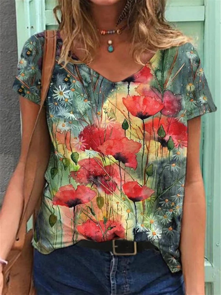 CD | Tricou cu mânecă scurtă cu imprimeu floral