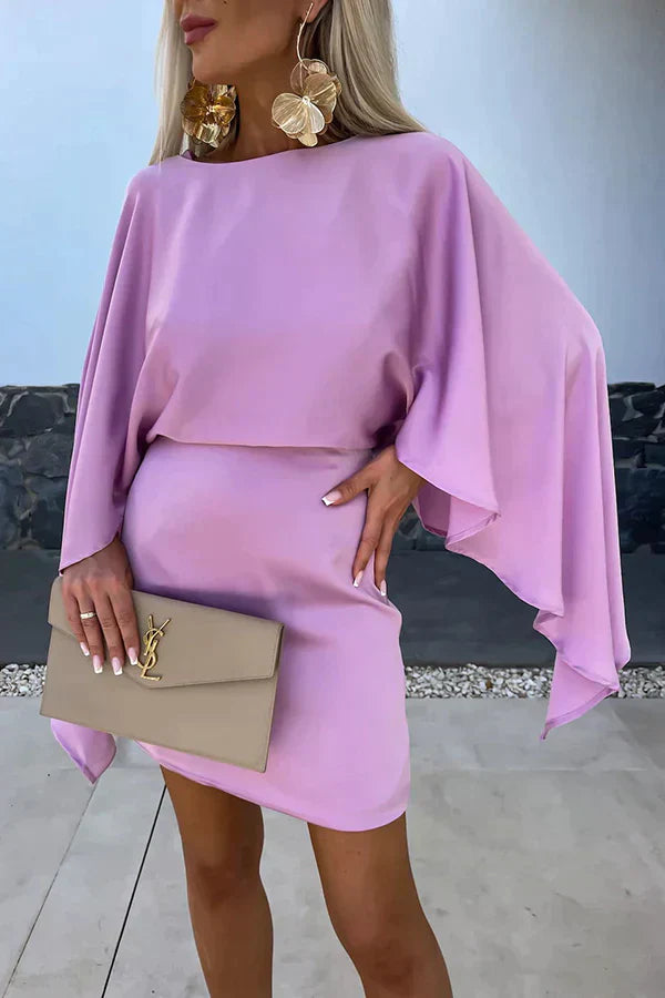 CD | Sahara -Frumoasă rochie mini din satin cu mâneci fluture