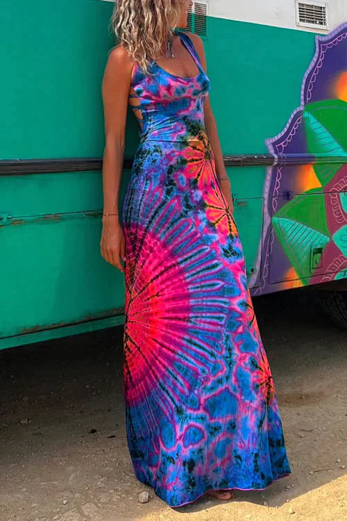 CD | Rochie maxi cu dantelă și model batik