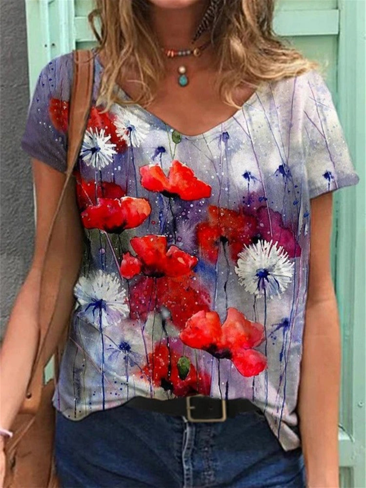 CD | Tricou cu mânecă scurtă cu imprimeu floral