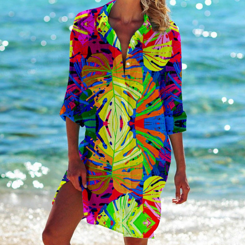 CD | Rochie mini cu imprimeu tropical