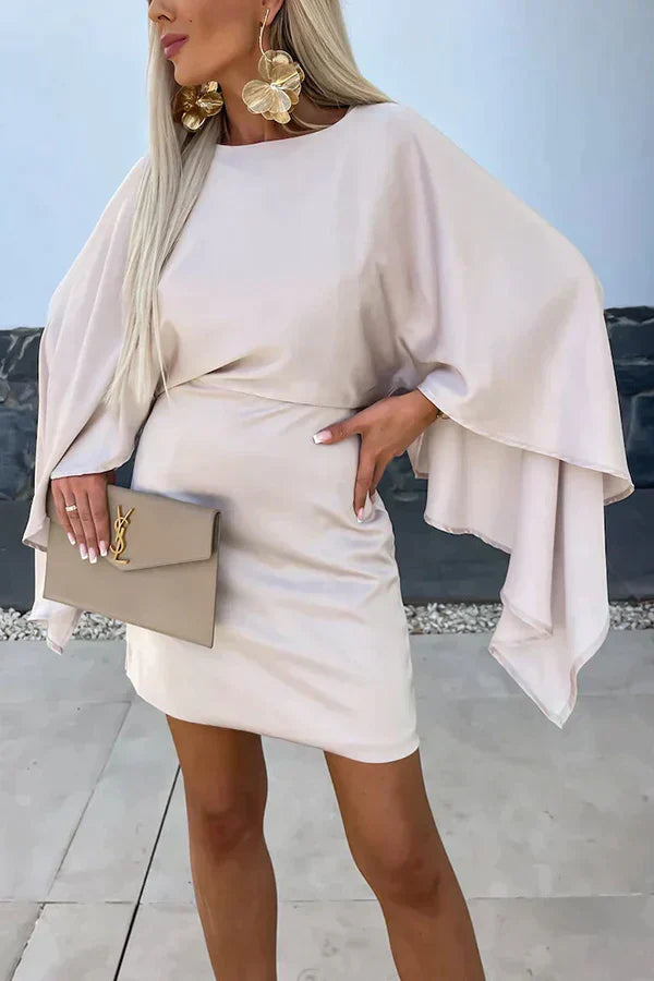 CD | Sahara -Frumoasă rochie mini din satin cu mâneci fluture