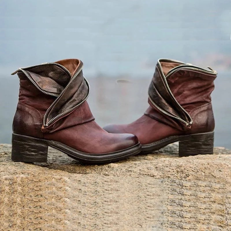 CD | Botine elegante, pliabile, cu închidere cu fermoar
