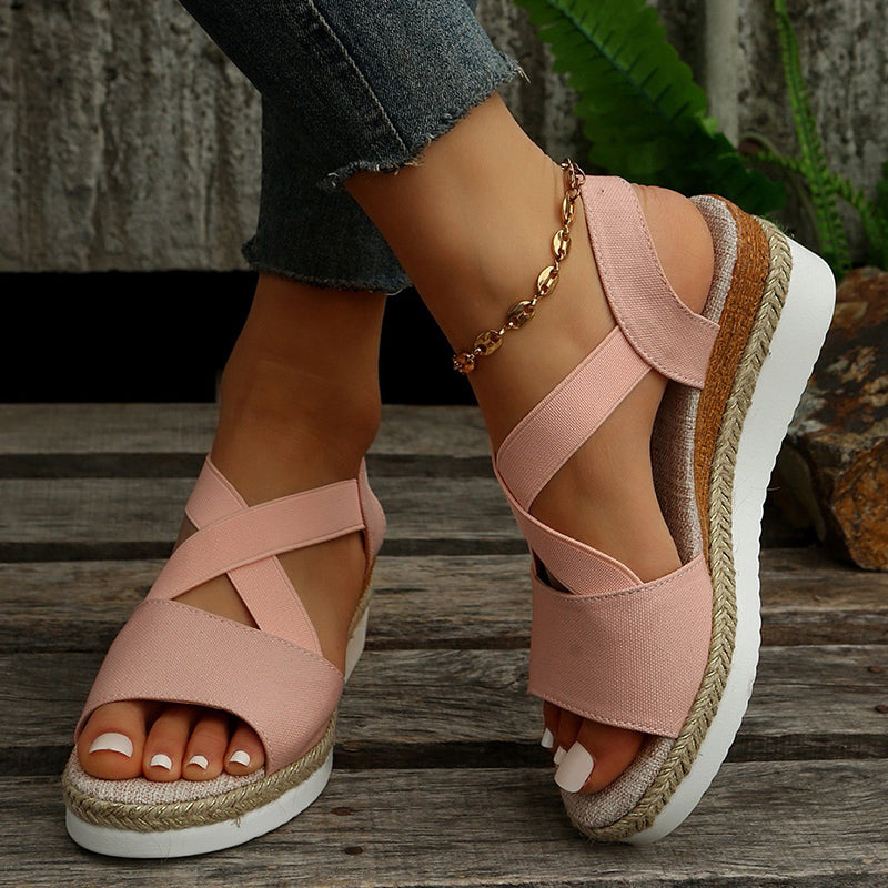 CD | sandale wedge curea cruce platforma gladiator