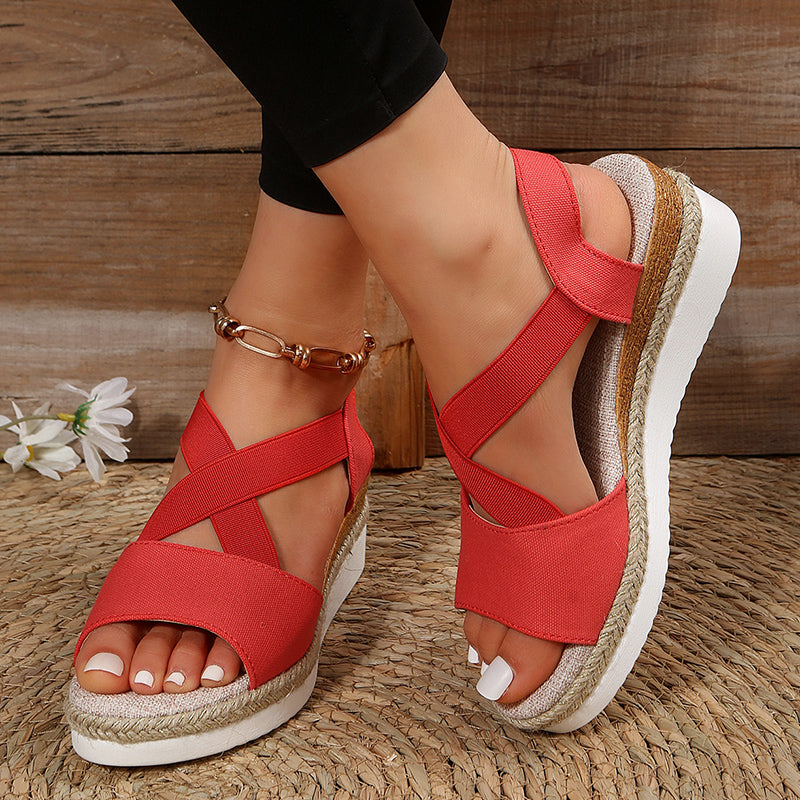 CD | sandale wedge curea cruce platforma gladiator