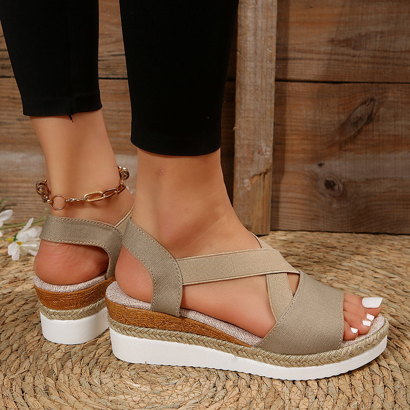 CD | sandale wedge curea cruce platforma gladiator