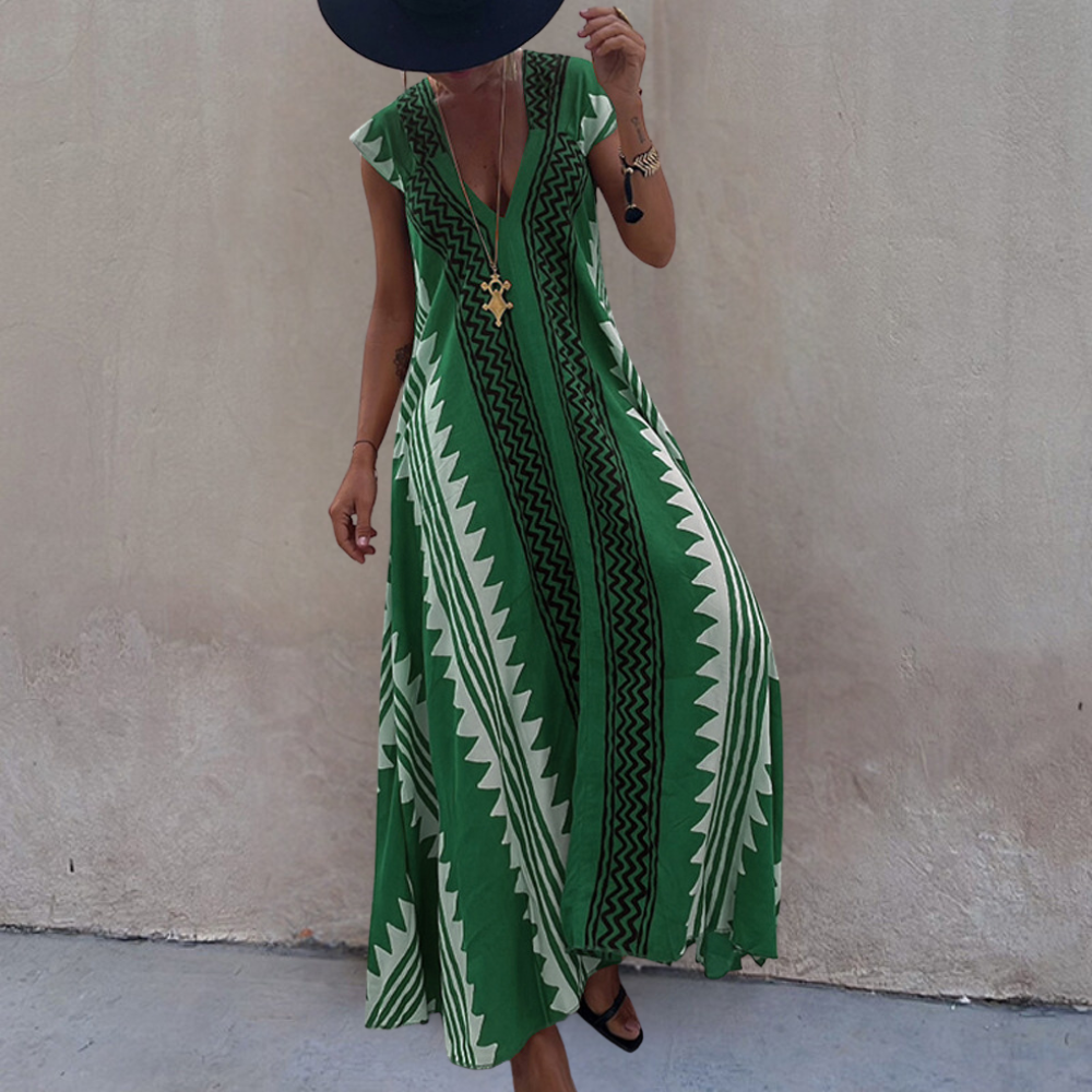 CD | Rochie maxi geometrică în stil boem