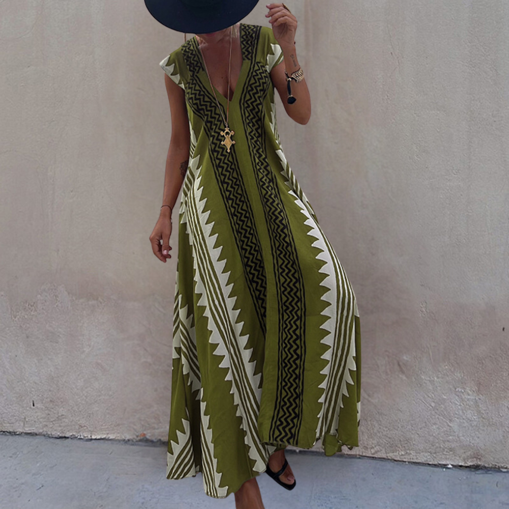 CD | Rochie maxi geometrică în stil boem
