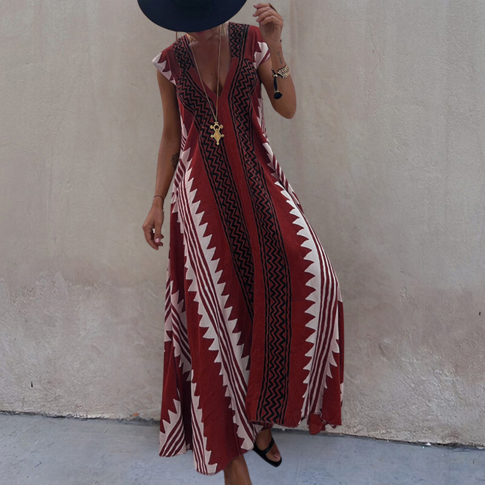 CD | Rochie maxi geometrică în stil boem