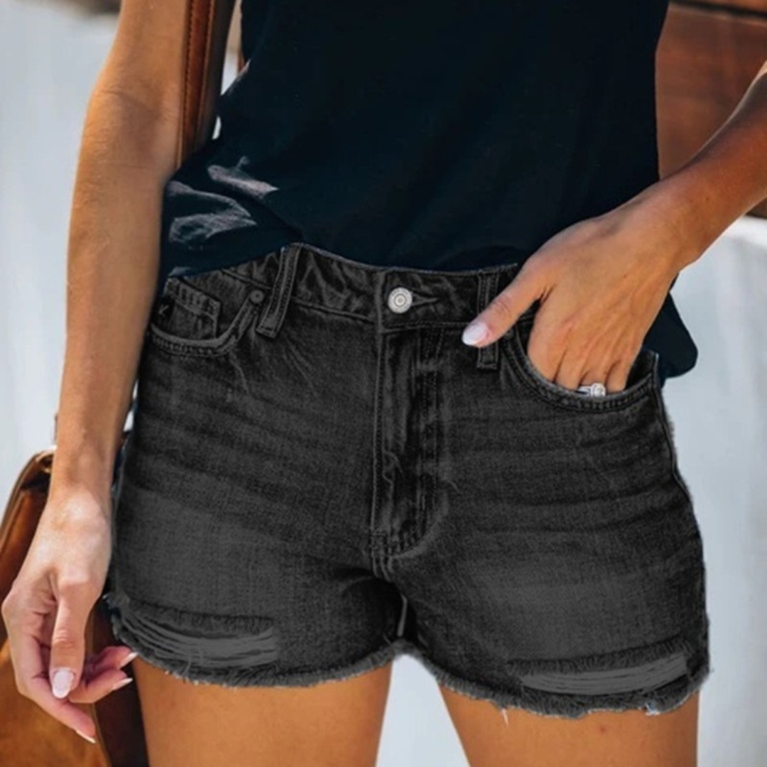 CD | Pantaloni scurți de vară din denim pentru femei cu franjuri jucăușe