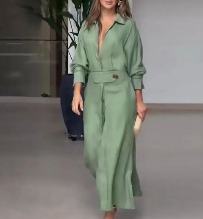 CD | Amytist - Rochie elegantă cu mânecă lungă pentru femei, cu tăietură laterală