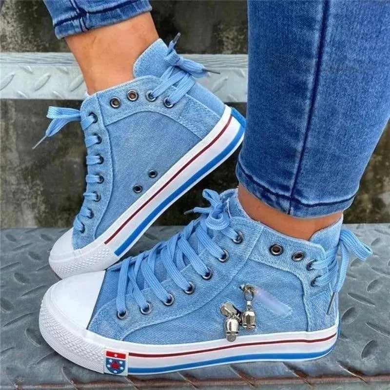 CD | Adidași din denim cu talpă albă