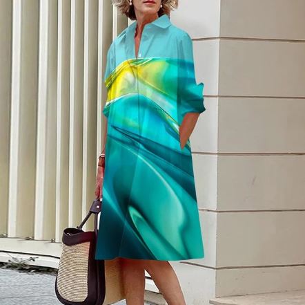 CD | Rochie cămașă cu gradient de culoare pentru femei