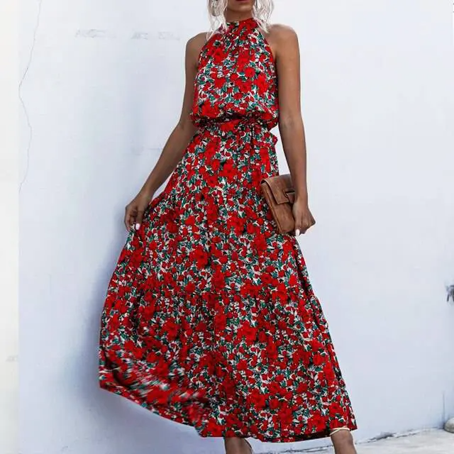 CD | Rochie maxi fără bretele cu imprimeu floral