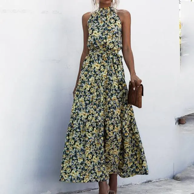 CD | Rochie maxi fără bretele cu imprimeu floral