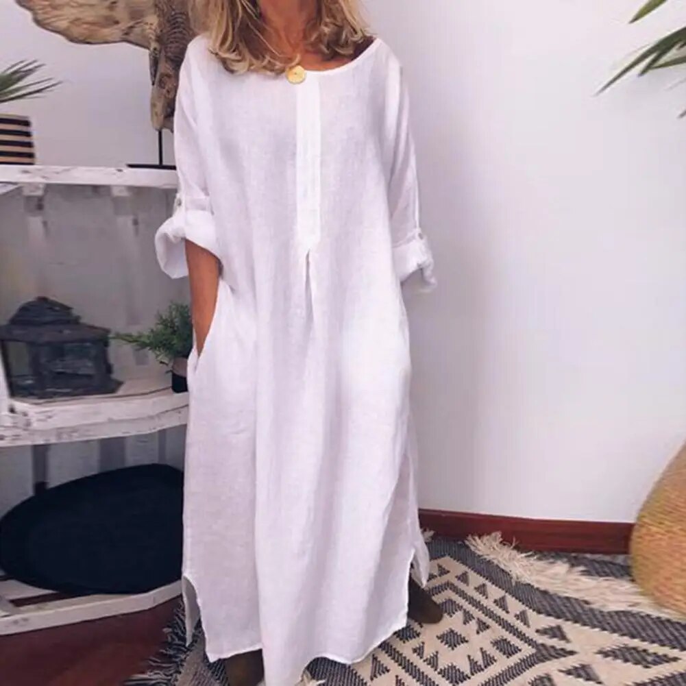 CD | Rochie cămașă lungă supradimensionată din in