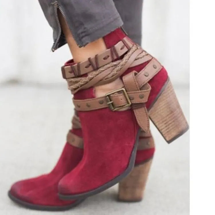 CD | Botine chic cu curea împletită