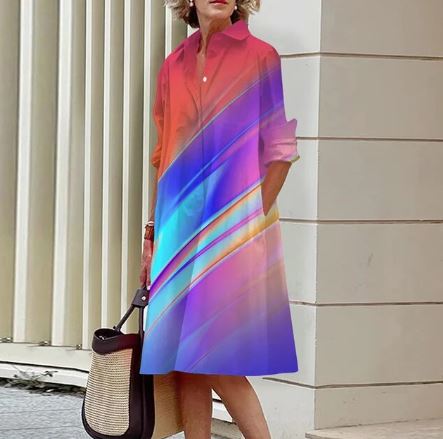 CD | Rochie cămașă cu gradient de culoare pentru femei