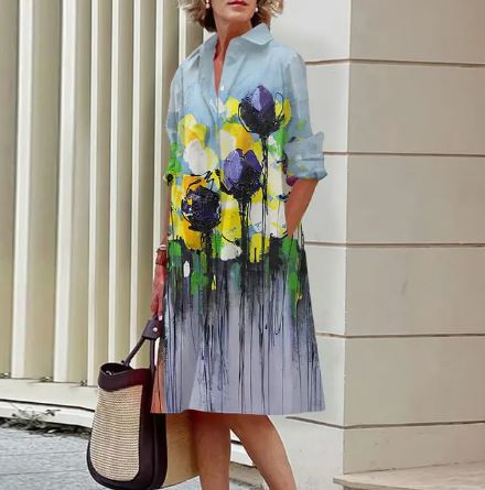 CD | Rochie elegantă cu model floral încrețit