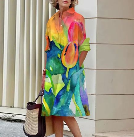 CD | Rochie elegantă cu model floral încrețit