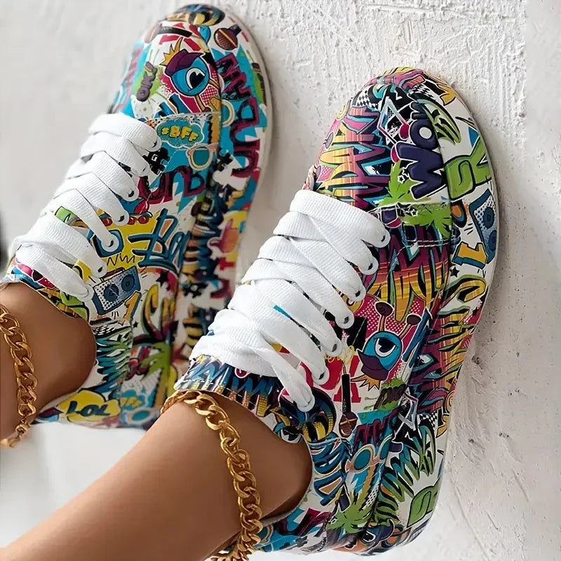 CD | Adidași high-top cu imprimeu graffiti