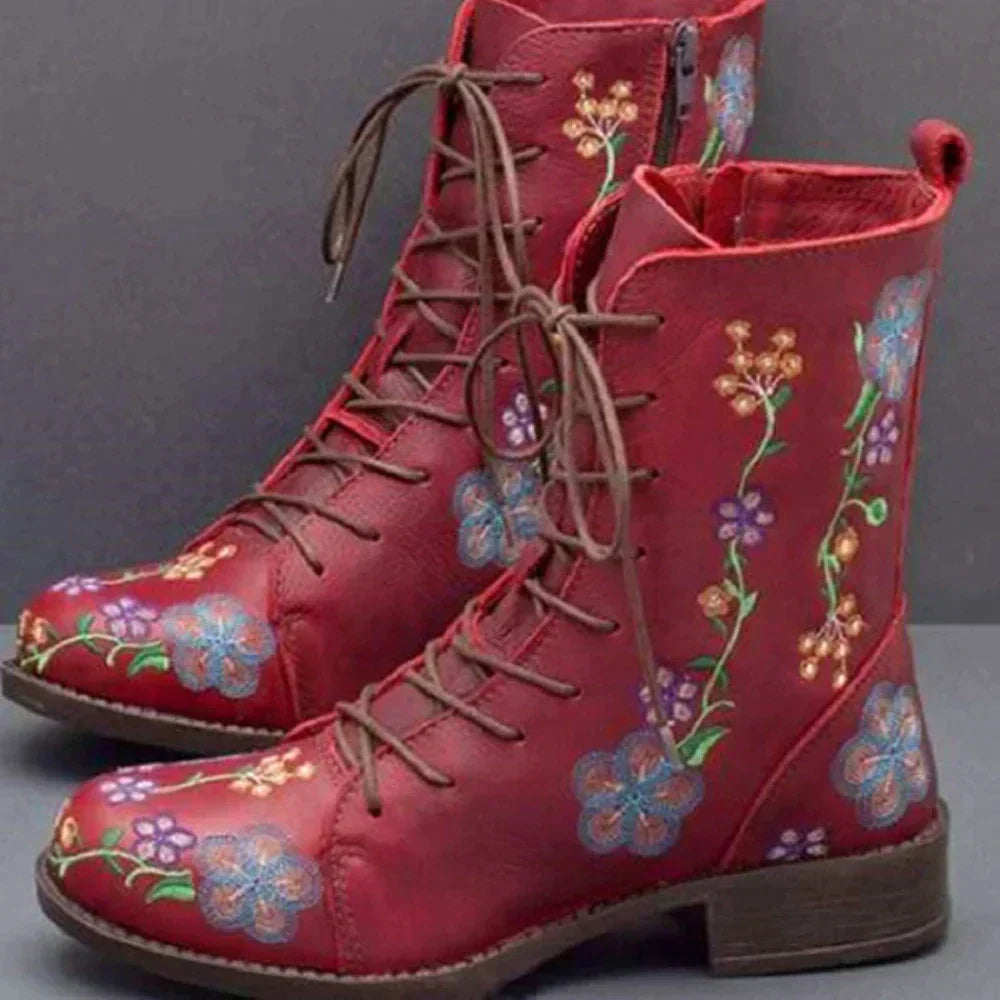 CD | Casual florale dantelă-up cizme
