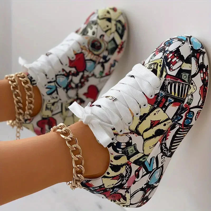 CD | Adidași high-top cu imprimeu graffiti