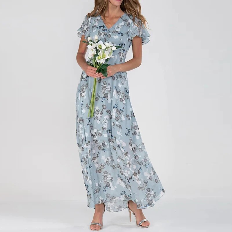 CD | Rochie lungă de vară cu model floral
