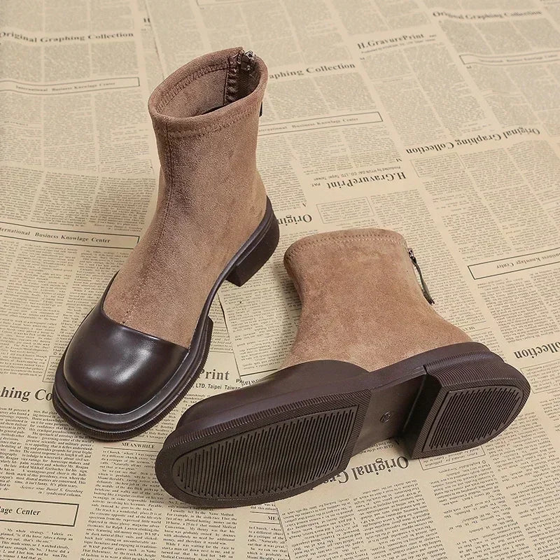 CD | Botine din piele de căprioară și piele