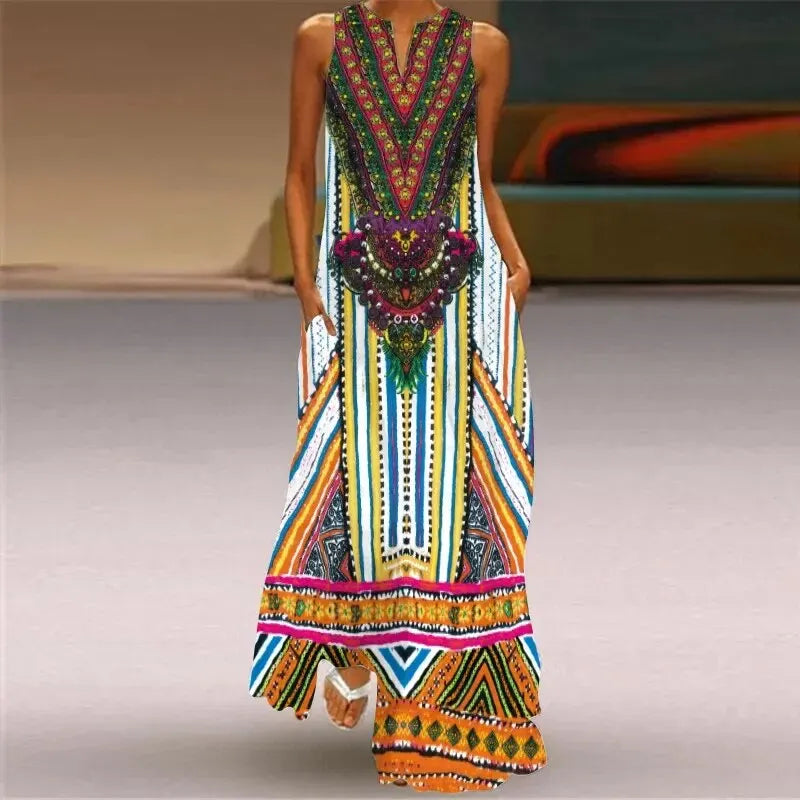 CD | Rochie lungă cu model retro