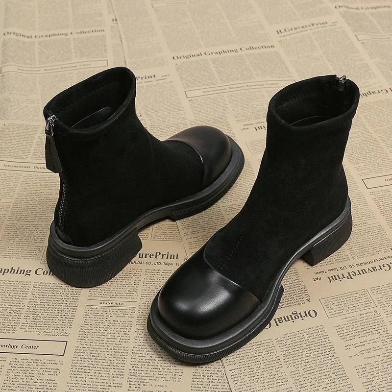 CD | Botine din piele de căprioară și piele