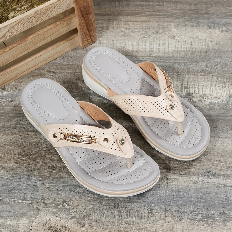 CD | Doamnelor Wedges Clip Toe Sandale Papuci în aer liber Casual Doamnelor