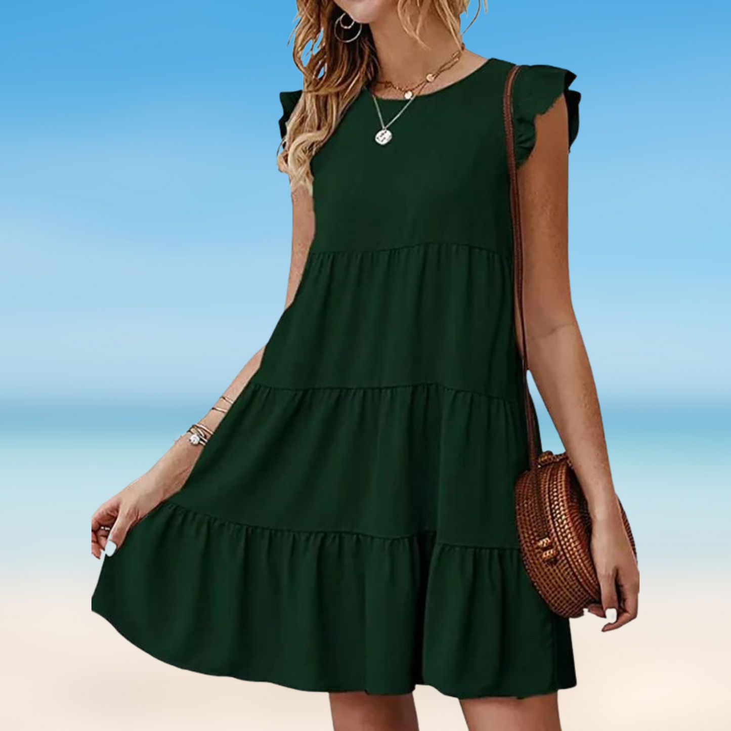CD | Odella- Rochie mini elegantă cu volane