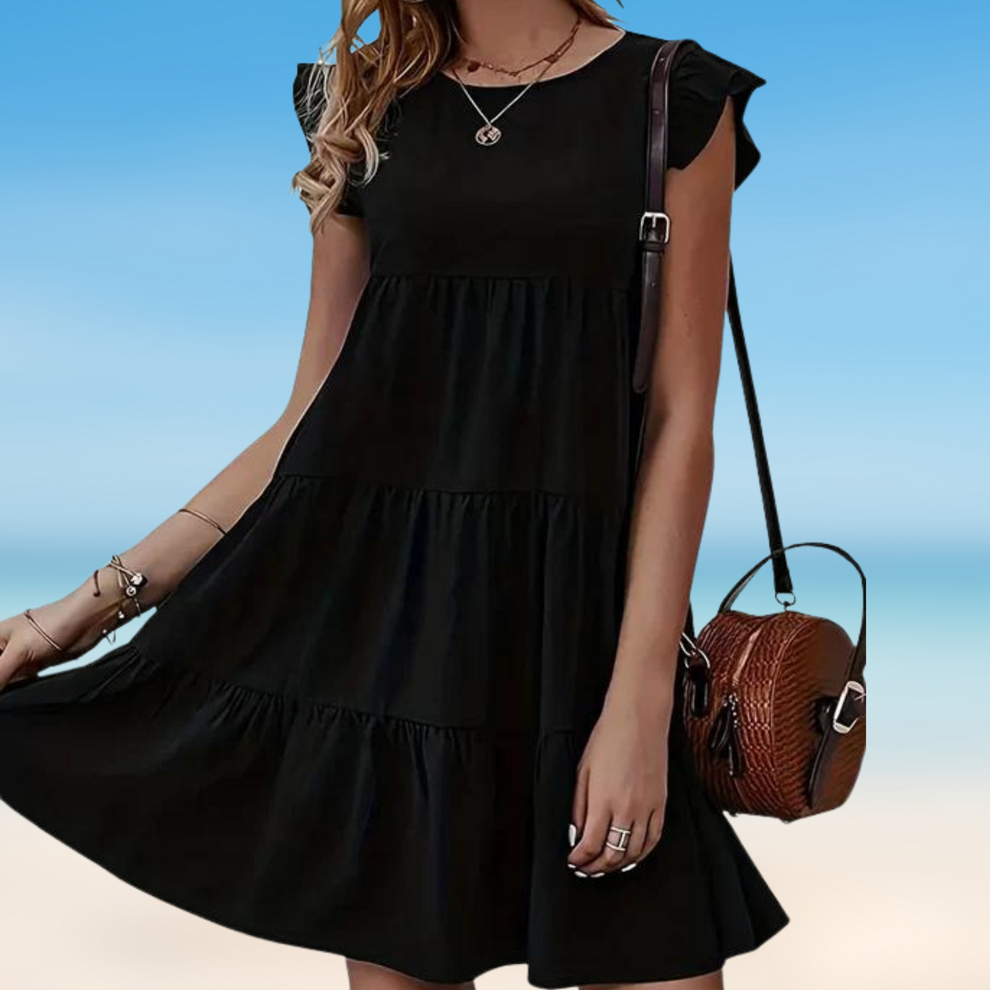 CD | Odella- Rochie mini elegantă cu volane