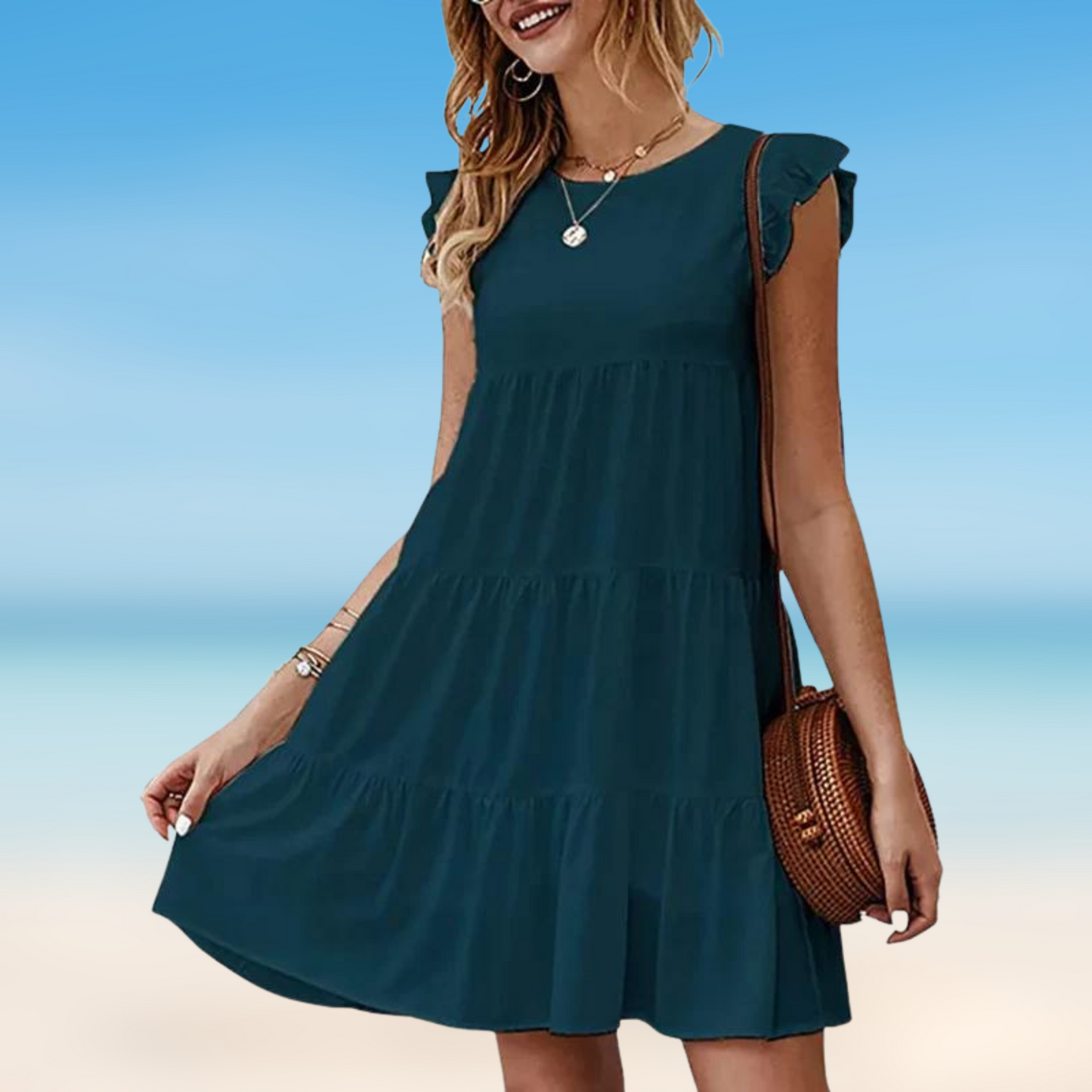 CD | Odella- Rochie mini elegantă cu volane