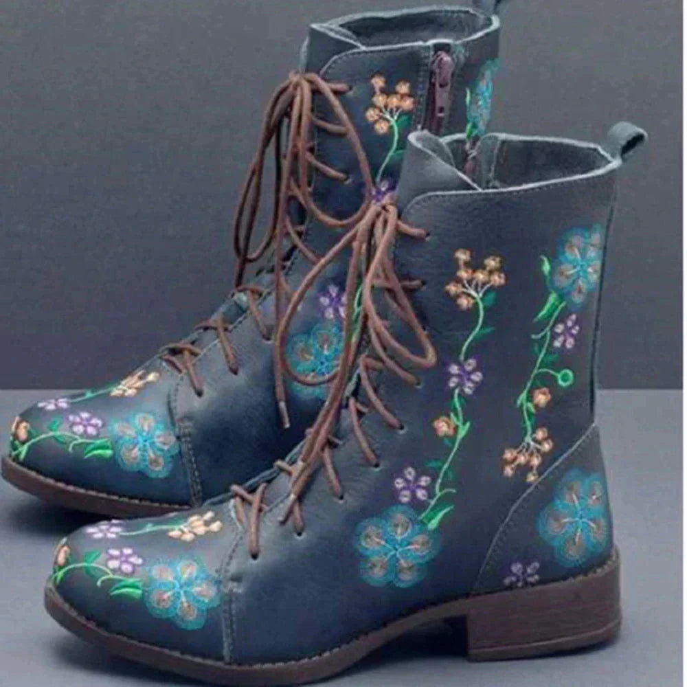 CD | Casual florale dantelă-up cizme