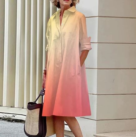 CD | Rochie cămașă cu gradient de culoare pentru femei