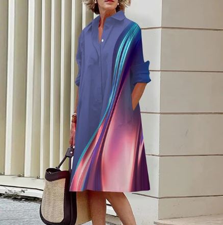 CD | Rochie cămașă cu gradient de culoare pentru femei